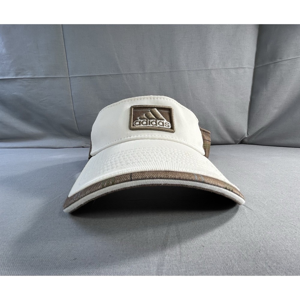 Adidas Climalite Visor beige with brown plaid adjustable hook and loop